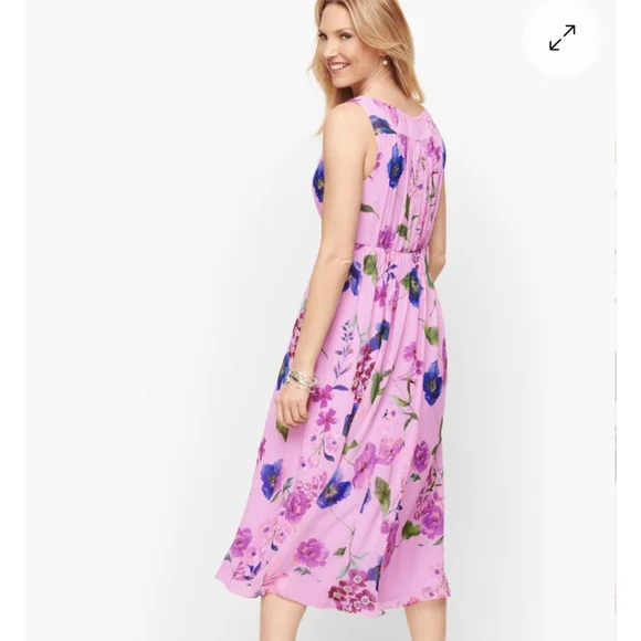 Talbots Georgette Botanical Floral Dress Sz 8P NWT *V - Picture 3 of 9